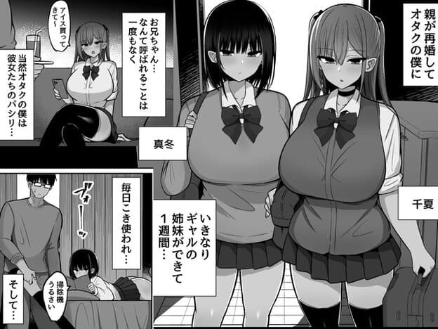 室内で真冬と千夏が兄の前に現れ、家族ではなく便利な相手のように扱う状況が示される